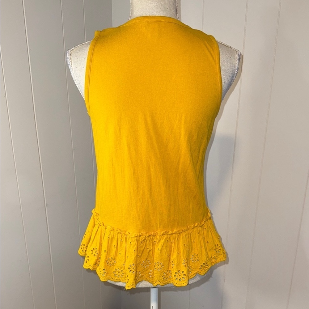 J. Crew Yellow Eyelet Ruffle Tank Top - Picture 2 of 3